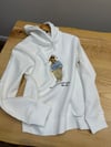 MEN2281 PRL BEAR BASKILI KAPÜŞONLU BEYAZ SWEAT