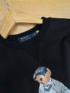 MEN2286 BEAR BASKILI BİSİKLET YAKA SİYAH SWEAT