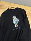 MEN2286 BEAR BASKILI BİSİKLET YAKA SİYAH SWEAT