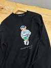 MEN2286 BEAR BASKILI BİSİKLET YAKA SİYAH SWEAT