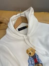MEN2289 BEAR BASKILI KAPÜŞONLU BEYAZ SWEAT