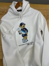 MEN2295 BEAR BASKILI KAPÜŞONLU BEYAZ SWEAT