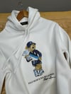 MEN2295 BEAR BASKILI KAPÜŞONLU BEYAZ SWEAT