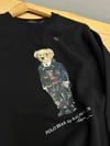 MEN2296 BEAR BASKILI BİSİKLET YAKA SİYAH SWEAT