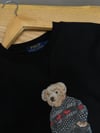 MEN2301 BEAR BASKILI BİSİKLET YAKA SİYAH SWEAT