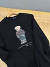 MEN2301 BEAR BASKILI BİSİKLET YAKA SİYAH SWEAT