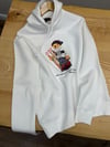 MEN2302 BEAR BASKILI KAPÜŞONLU BEYAZ SWEAT