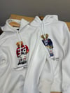 MEN2317 PRL BEAR BASKILI KAPÜŞONLU BEYAZ SWEAT