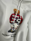 MEN2317 PRL BEAR BASKILI KAPÜŞONLU BEYAZ SWEAT