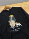 MEN2326 BEAR BASKILI BİSİKLET YAKA SWEAT