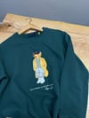 MEN2328  BEAR BASKILI BİSİKLET YAKA YEŞİL SWEAT