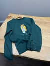 MEN2328  BEAR BASKILI BİSİKLET YAKA YEŞİL SWEAT