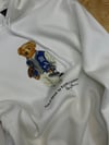 MEN2343 PRL BEAR BASKILI KAPÜŞONLU BEYAZ SWEAT