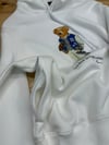 MEN2343 PRL BEAR BASKILI KAPÜŞONLU BEYAZ SWEAT