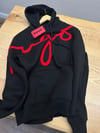MEN2363 H.GO KIRMIZI NAKIŞLI SİYAH KAPÜŞONLU SWEAT