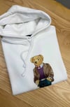 MEN2364 PRL BEAR BASKILI BEYAZ KAPÜŞONLU SWEAT