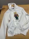 MEN2364 PRL BEAR BASKILI BEYAZ KAPÜŞONLU SWEAT