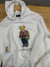 MEN2364 PRL BEAR BASKILI BEYAZ KAPÜŞONLU SWEAT