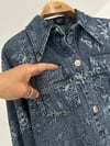 10421 Kelebek Nakışlı Pul İşlemeli Denim Ceket-A.Kot