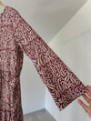 10504 Desenli Pamuklu Elbise-Bordo