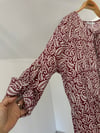 10504 Desenli Pamuklu Elbise-Bordo