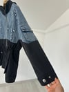 10512 Denim Garnili Pul İşlemeli Ceket-Siyah 