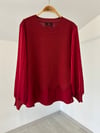 10553 Kumaş Garnili Dilimli Triko Bluz-Bordo