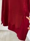10553 Kumaş Garnili Dilimli Triko Bluz-Bordo