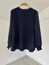 10553 Kumaş Garnili Dilimli Triko Bluz-Lacivert