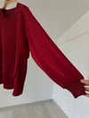 10553 Kumaş Garnili Dilimli Triko Bluz-Bordo