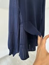 10553 Kumaş Garnili Dilimli Triko Bluz-Lacivert