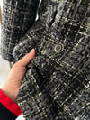 1142 Çift Sıra Düğmeli Ekose Blazer Ceket-Siyah