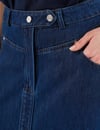 12006 Düğme Detaylı Denim Çan Etek-Lacivert
