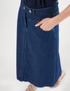 12006 Düğme Detaylı Denim Çan Etek-Lacivert