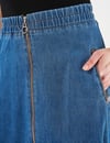 12019 Fermuar Kapamalı Denim Etek-İndigo