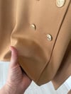 12601 Çelik Örgü Klasik Kesim Düğmeli Blazer Kadın Triko Ceket-Camel