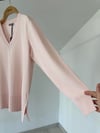 13009 İtalyan Rayon İplik V Yaka Triko Bluz-Pembe