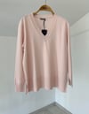 13009 İtalyan Rayon İplik V Yaka Triko Bluz-Pembe