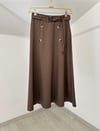 1310 4 Düğmeli Cotton Etek-Kahve