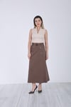 1310 4 Düğmeli Cotton Etek-Kahve