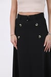 1310 4 Düğmeli Cotton Etek-Siyah