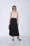 1310 4 Düğmeli Cotton Etek-Siyah