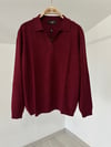 13308 Polo Yaka İncili Triko Bluz-Bordo