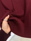 14026 Aplike Çiçek Detaylı Yünlü Bluz-Bordo