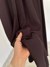 14112 Beli Bağcıklı Geniş Paçalı Pantolon-Kahverengi