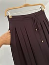14112 Beli Bağcıklı Geniş Paçalı Pantolon-Kahverengi