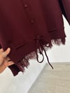 14206 Etek Ucu Dantel Garnili Hırka-Bordo