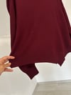 14309 Asimetrik Kesim Yünlü Bluz-Bordo