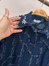 14514 Yakada Taş İşlemeli Denim Gömlek-K.Kot