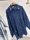 14514 Yakada Taş İşlemeli Denim Gömlek-K.Kot